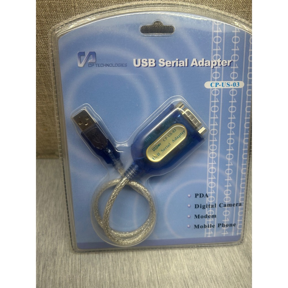 CP Technologies CP-US-03 USB Serial Adapter DB9 RS-232 Cable Blue Silver NEW‎